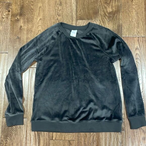 Velour lounge top. Sz XS. Gray - Picture 1 of 3